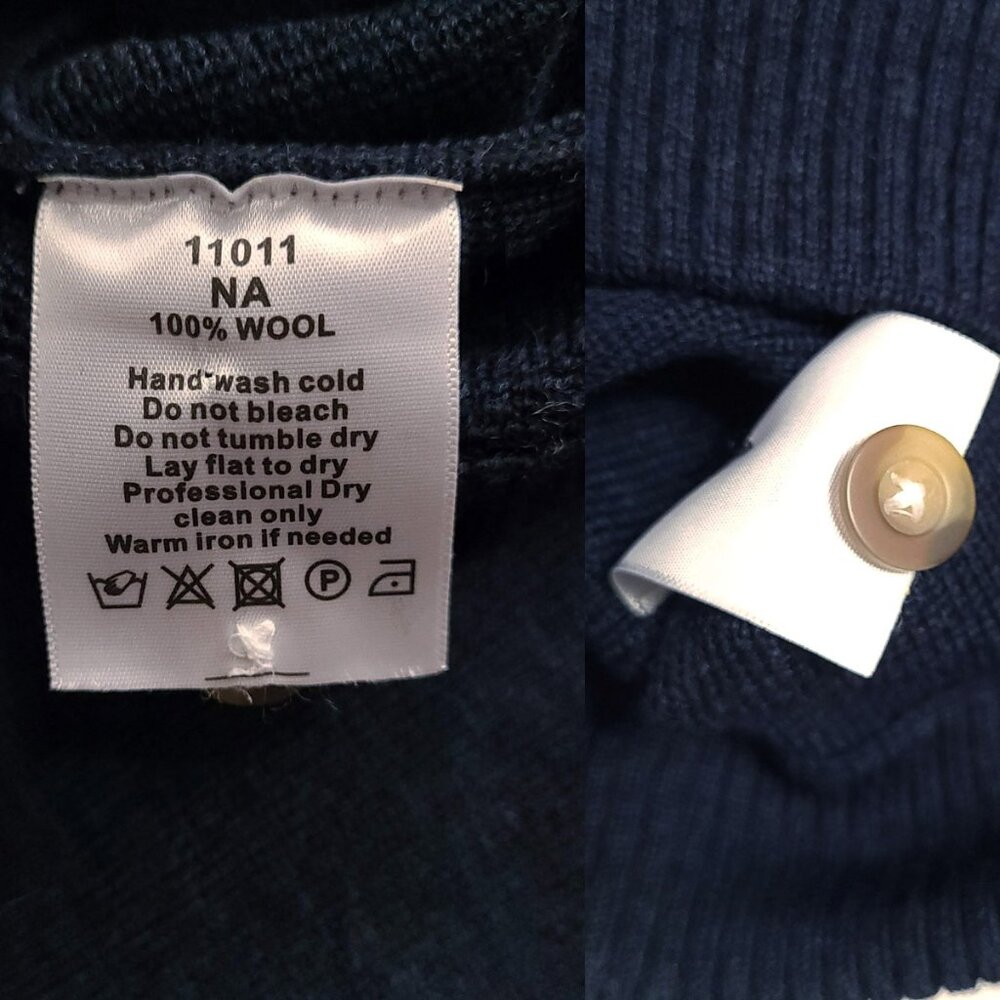 FILSON 100% Wool Polo Sweater Men's XL Navy Jumper Pullover - Picture 7 of 9